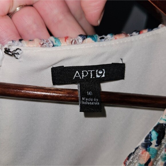 Apt. 9 Spring White Stripe A Line Rainbow Colorful Floral Dress XL Plus Size 16 - Picture 3 of 4